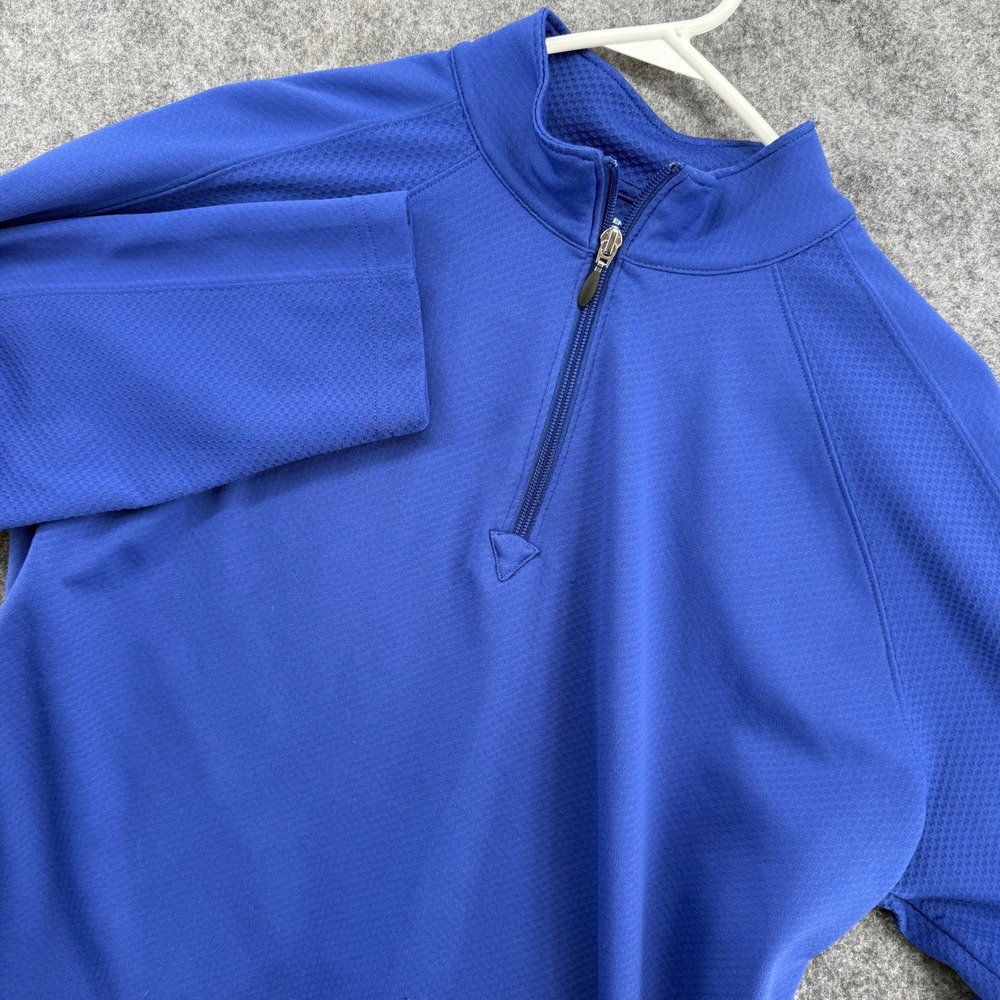 Lands' End Quarter-Zip Pullover Mens 1X Blue Mesh Panel Active Long Sleeve